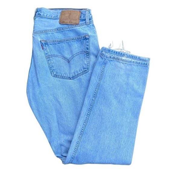 VTG Levis 501 Jeans 38x32 Blue Button Fly Straight Original Denim Mexico - Picture 1 of 10